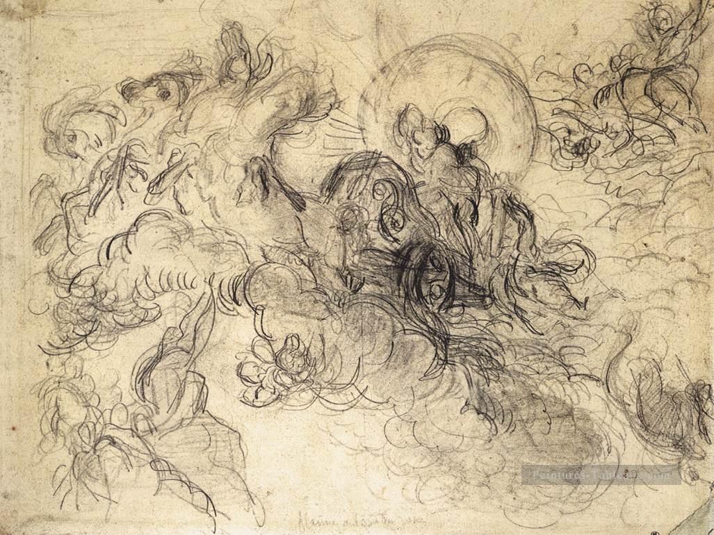 Apollo Slays Python croquis romantique Eugène Delacroix Peintures à l'huile